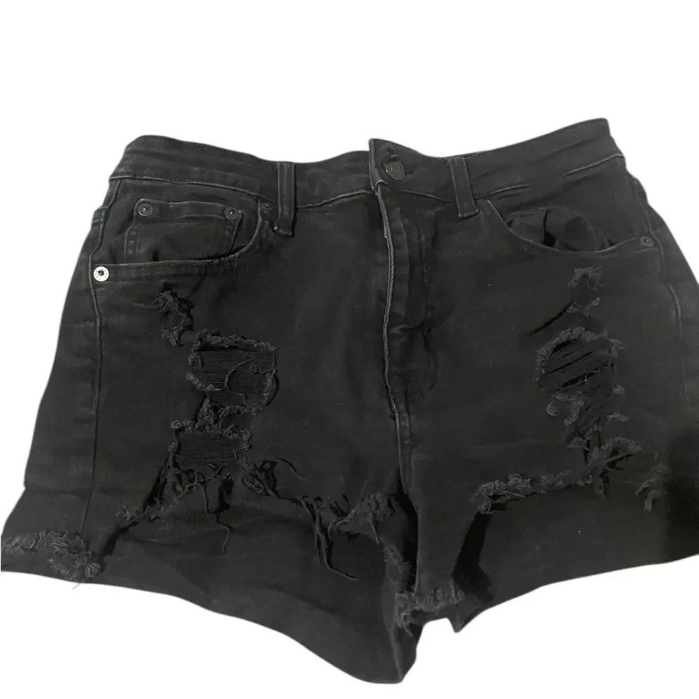 Aeropostale sz 10 Black Distressed Women's Denim Shorts like new